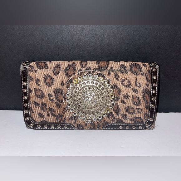 Not branded Handbags - Leopard Print Rhinestone Medallion Women's Wallet - Brown